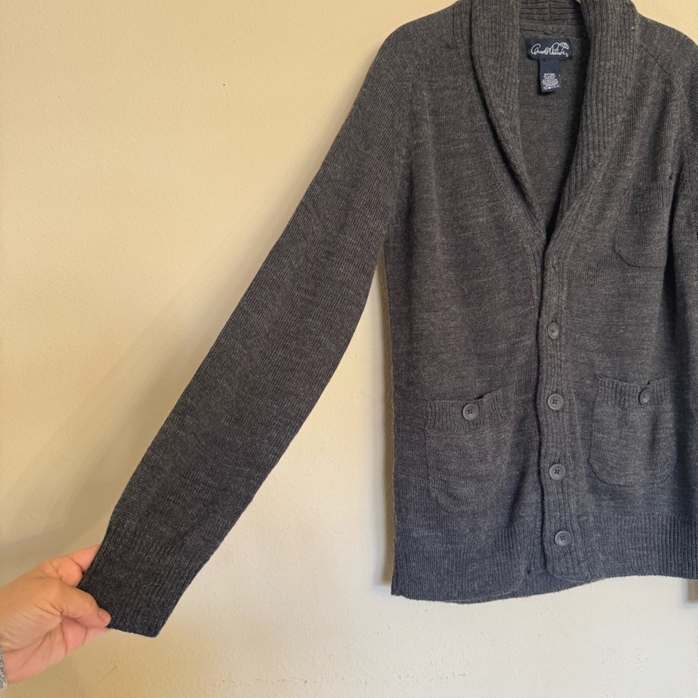 Arnold Palmer Grau Knit Wool Blend Shawl Collar Cardigan Sweater Mens Sz S/36